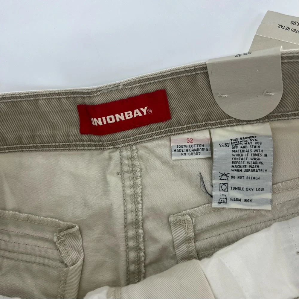 NWT Y2K Unionbay Shorts Mens 32 Tan Baggy Loose Wide Cargo Skater Grunge Hip Hop